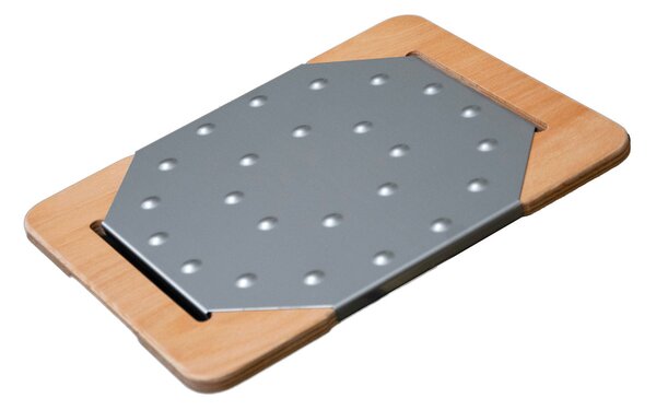 Tagliere da Cucina 29,5x23 cm In Legno e Acciaio Giusto