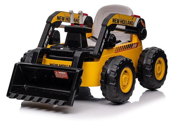 Escavatore Elettrico per Bambini 12V con Pala Scavatrice New Holland Giallo e Nero