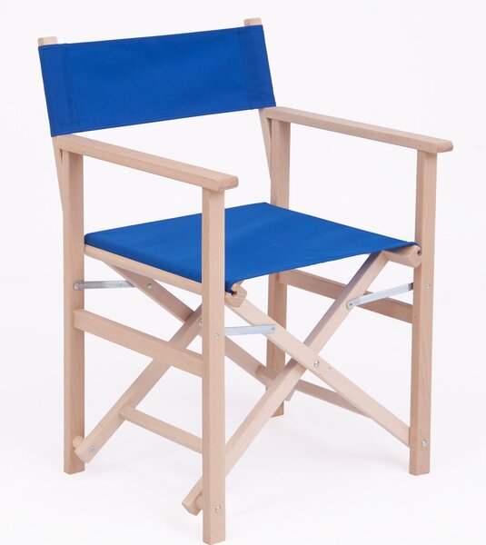Sedia Regista Pieghevole da Giardino 55x57xh85 cm in Legno Faggio Massello Blu