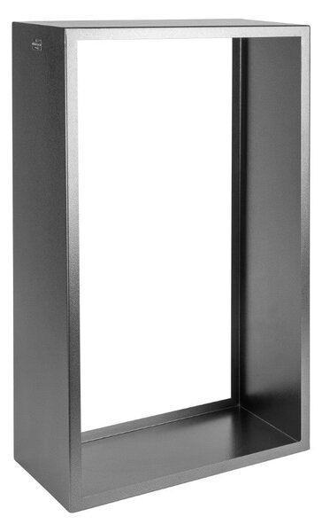 Portalegna per Camino 72x35x120cm in Ferro Verniciato Grigio Martellato