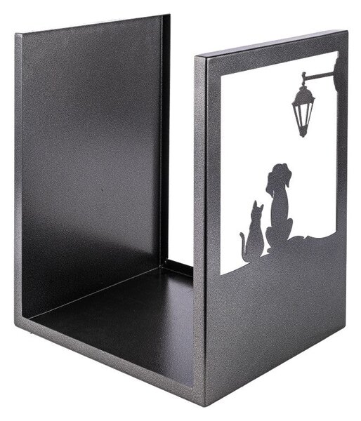 Portalegna per Camino in Ferro Verniciato 40,5x35,5x50cm Grigio Martellato