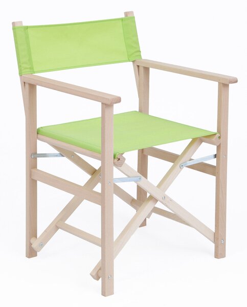 Sedia Regista Pieghevole da Giardino 55x57xh85 cm in Legno Faggio Massello Verde Acido