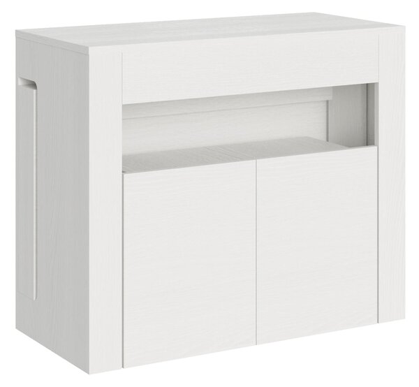 Consolle Tavolo Allungabile 90-302x42x75 cm Evolve Bianco Frassino con Panca Inferiore