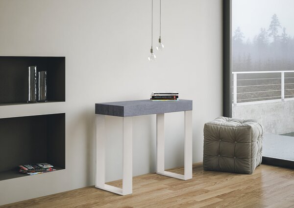 Consolle Allungabile 90-196x40x77 cm Tecno Small Noce telaio Bianco