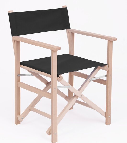 Sedia Regista Pieghevole da Giardino 55x57xh85 cm in Legno Faggio Massello Nero