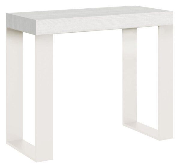Consolle Allungabile 90-300x40x77 cm Tecno Bianco Frassino telaio Bianco