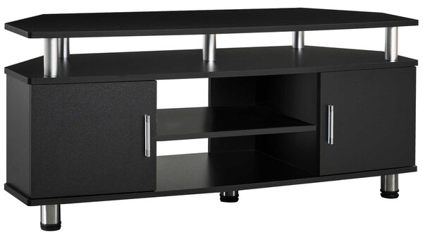 HOMCOM Mobile per TV moderno con 2 armadi scaffale vassoio tappettini antiscivoli gambe in acciaio inossidabile in legno per soggiorno nero|Aosom