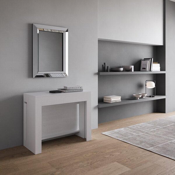 Consolle Tavolo Allungabile 90-302x42x75 cm Evolve Bianco Frassino