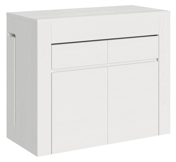 Consolle Tavolo Allungabile 90-302x42x75 cm Evolve Bianco Frassino con Panca Inferiore e Superiore