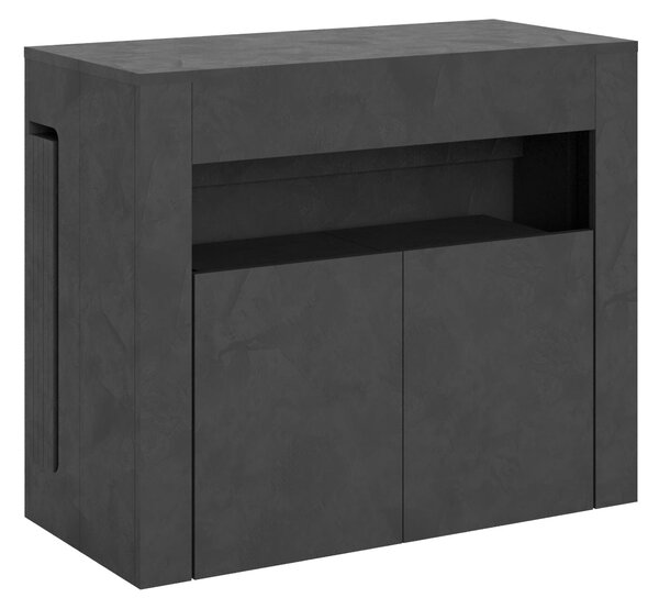 Consolle Tavolo Allungabile 90-302x42x75 cm Evolve Antracite Spatolato con Panca Inferiore