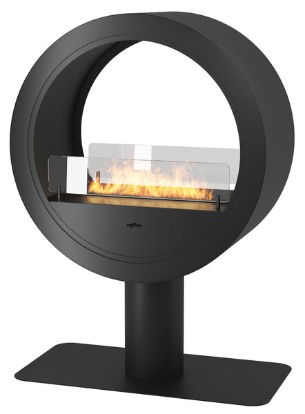 Camino a Bioetanolo da Pavimento 72,5x100x37,5 cm Incyrcle 2Side Stand Nero con Vetro
