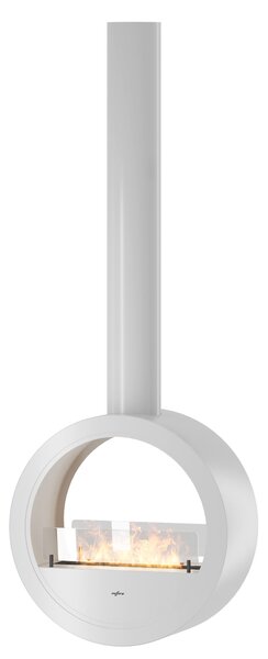 Camino a Bioetanolo Sospeso 218,7xØ70x35 cm Incyrcle 2Side Bianco con Vetro