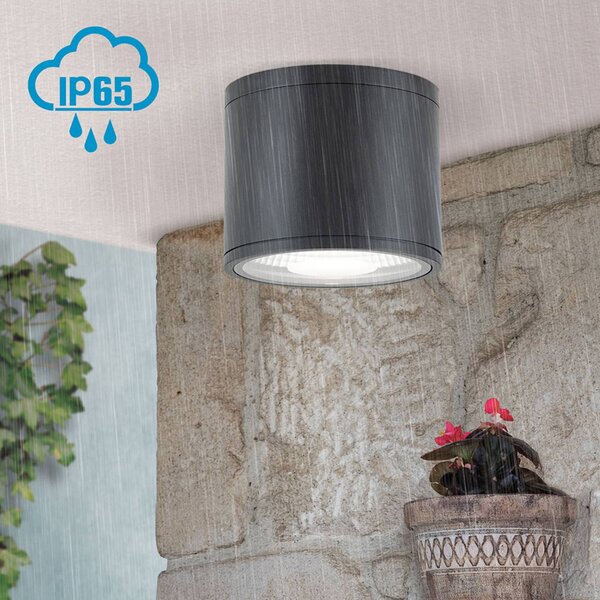 ORION Spot LED da soffitto Sputnik IP65 Ø 14,5 cm nero, Nero, Bagno, Alluminio, Moderno, Plafoniere LED