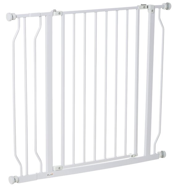 Cancelletto di Sicurezza per Animali Domestici Regolabile 75-95 cm in Acciaio e ABS Bianco