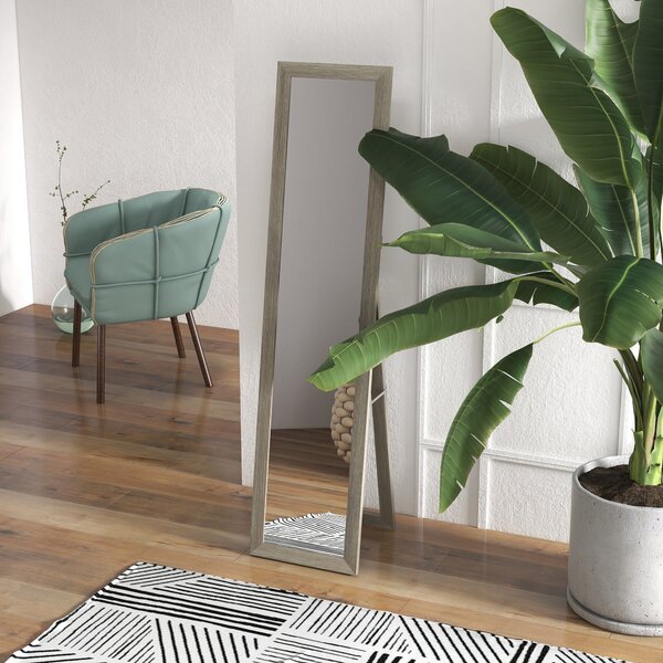 Specchio Verticale da Parete o da Terra 37x40x155 cm con Cornice in MDF Grigio