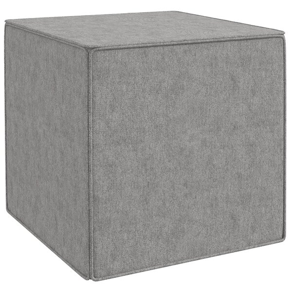 Pouf Poggiapiedi Quadrato Rivestimento Rimovibile in Tessuto Effetto Lino 41x41x41 cm Grigio Chiaro