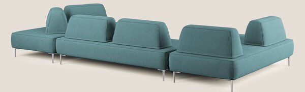 Newton divano panoramico modulare con schienali movibili T07 azzurro