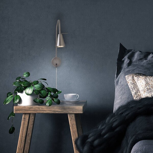 Briloner Applique da parete a LED Tusa, Alluminio / Grigio / Zincato, Camera da letto, Metallo, Moderno, Applique a LED
