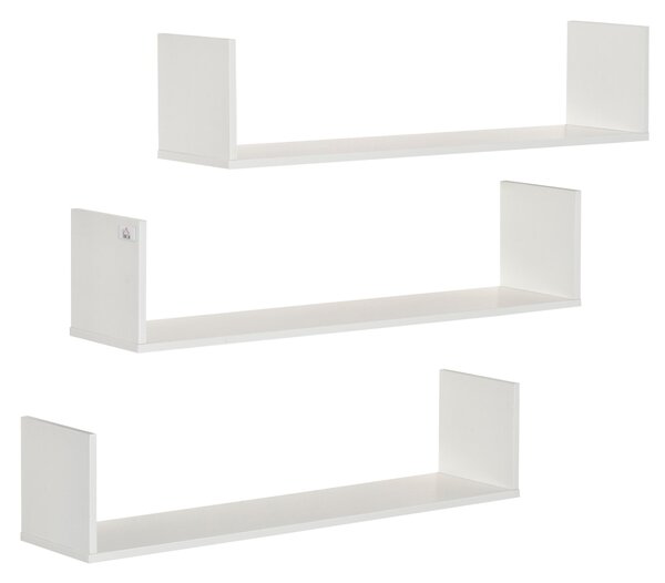 Set 3 Mensole da Parete 80x18x18 cm in MDF Bianco