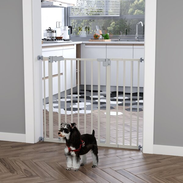 Cancelletto di Sicurezza per Cani Montaggio a Pressione Chiusura Automatica 76,2A cm Bianco