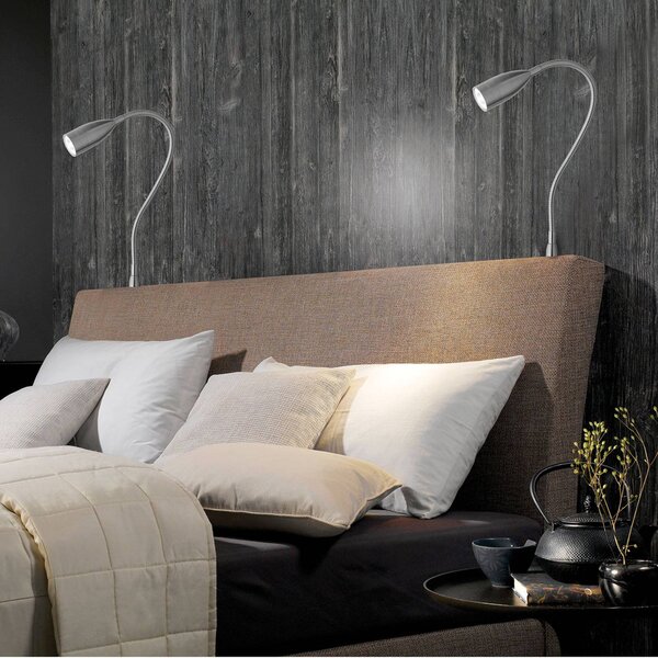 FISCHER & HONSEL Applique da parete a LED Sten, dimmerabile, Alluminio / Grigio / Zincato, Camera da letto, Metallo, Moderno, Applique a LED