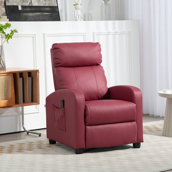 Poltrona Relax Massaggiante 68x88x98 cm con Telecomando e 8 Programmi Reclinazione e Poggiapiedi Rosso