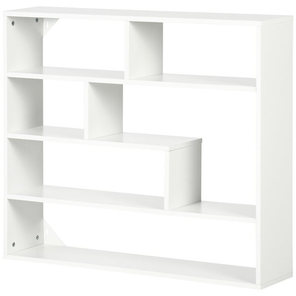 HOMCOM Libreria a Muro Moderna in Legno a 4 Livelli, 94x19.5x80cm, Bianco|Aosom