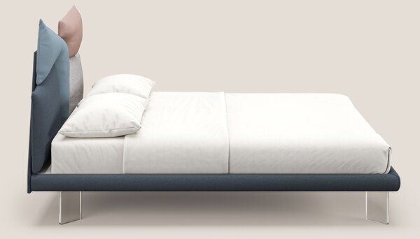 Rebus letto imbottito dal design moderno con piedi trasparenti in plex