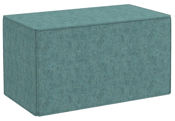 Pouf Poggiapiedi Rettangolare 75x41x41 cm Rivestimento Rimovibile in Tessuto Effetto Lino Verde