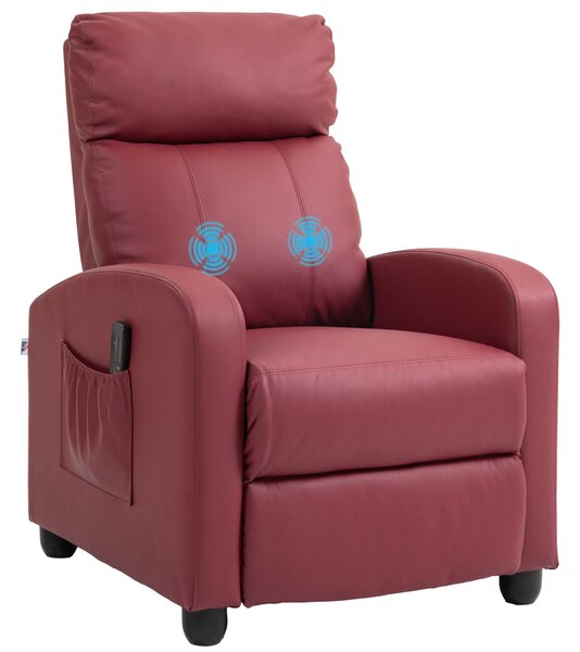 Poltrona Relax Massaggiante 68x88x98 cm con Telecomando e 8 Programmi Reclinazione e Poggiapiedi Rosso