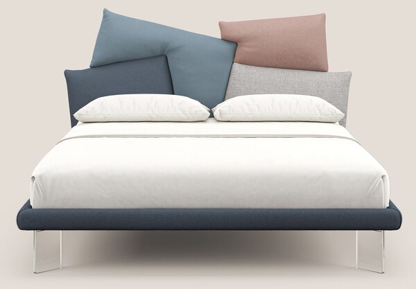 Rebus letto imbottito dal design moderno con piedi trasparenti in plex