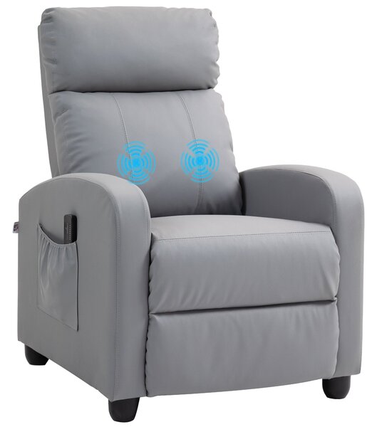 Poltrona Relax Massaggiante 68x88x98 cm con Telecomando e 8 Programmi Reclinazione e Poggiapiedi Grigio Chiaro