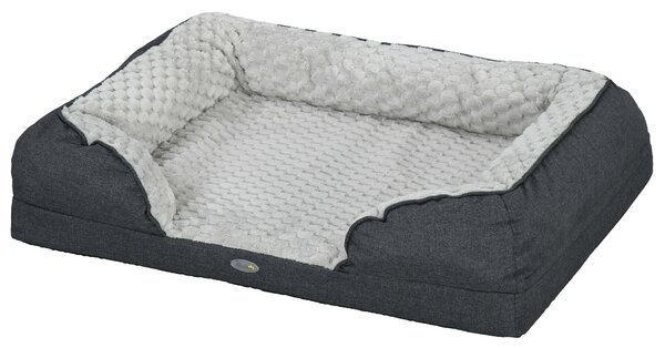Cuccia Imbottita per Cani Taglia Media con Cuscino Rimovibile Lavabile 90x69x21cm Grigio Carbone
