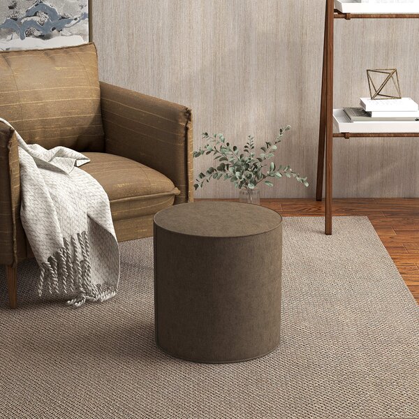 Pouf Poggiapiedi 41x41 cm Rivestimento Rimovibile Tessuto Effetto Lino Marrone