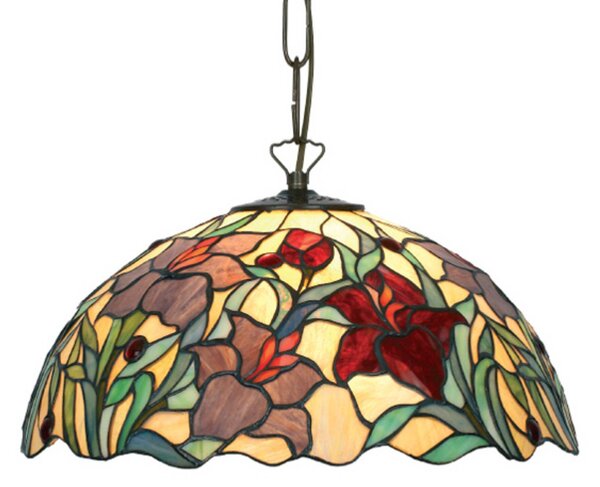 Artistar Lampada a sospensione Tiffany ATHINA, dimmerabile, Multicolore, Soggiorno / Sala da pranzo, Vetro, Tiffany, Lampada a sospensione