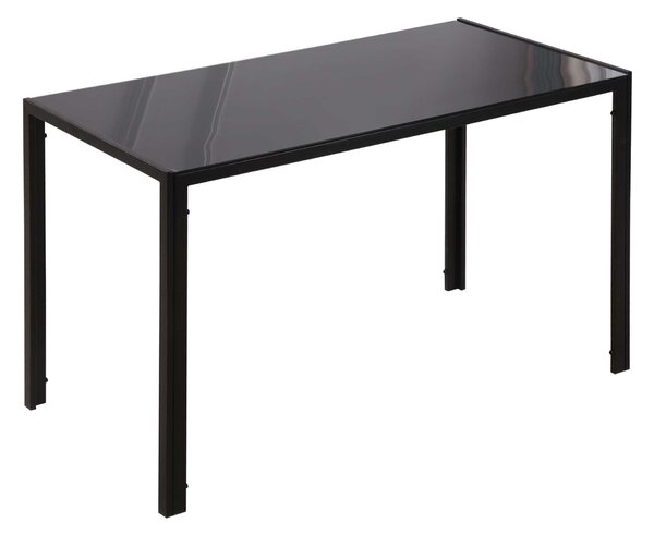 Tavolo Rettangolare 120x60x75 cm in Metallo e Vetro Temperato Nero
