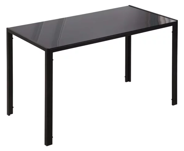 Tavolo Rettangolare 120x60x75 cm in Metallo e Vetro Temperato Nero