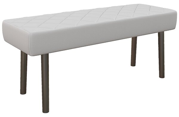 Panca Fondo Letto 100x35x45 cm in Finta Pelle Trapuntata e Gambe in Acciaio Grigio