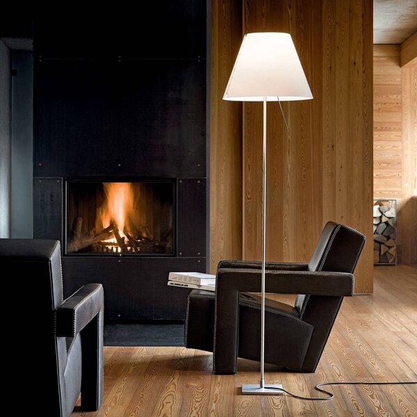 Luceplan Lampada da terra Costanza, Bianco / Opale, Soggiorno / Sala da pranzo, Alluminio, Design, Lampada da terra