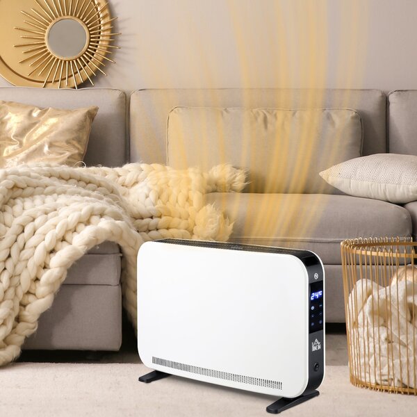 Termosifone Elettrico 3 Modalità Timer e Termostato 60x18,5x39,5 cm Bianco e Nero