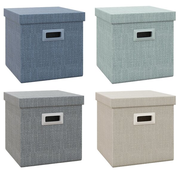 Set 4 Scatole per Armadi Pieghevoli con Coperchio in Tessuto 30x30x29cm