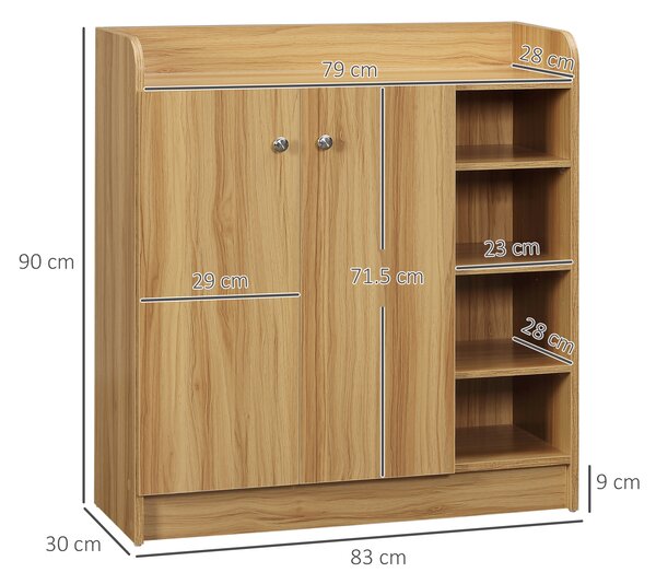 HOMCOM Armadio Scarpiera Salvaspazio e Moderno in Legno per 12 Paia di Scarpe con 4 Ripiani Aperti, 83x30x90 cm, Marrone Chiaro|Aosom