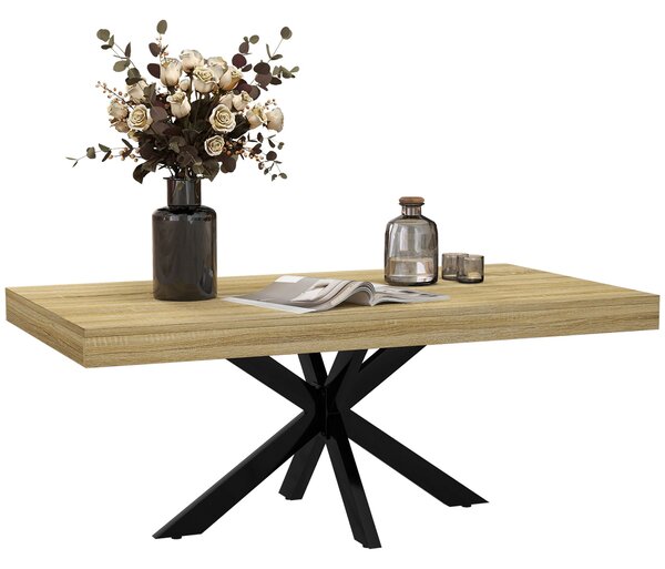 Tavolino Basso da Soggiorno Stile Industriale 110x60x45 cm Nero e color Legno