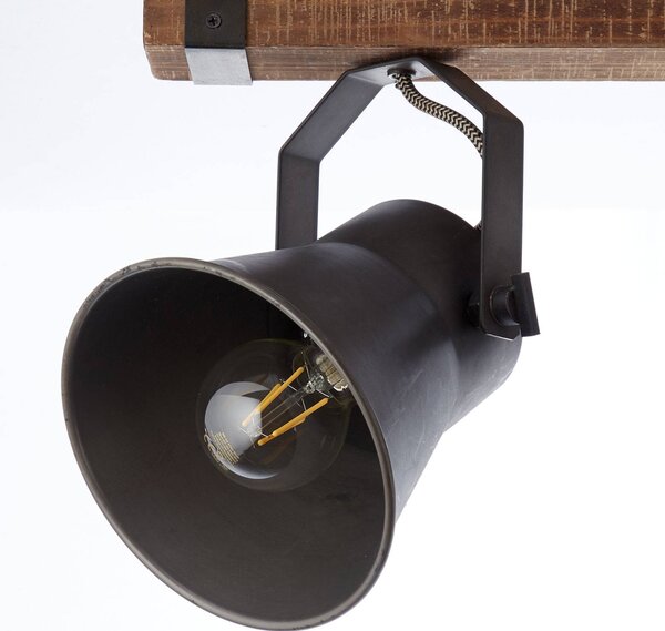 Brilliant Faretto da soffitto Plow, nero e legno scuro dimmerabile, Legno scuro, Soggiorno / Sala da pranzo, Legno, Industriale, Faretto