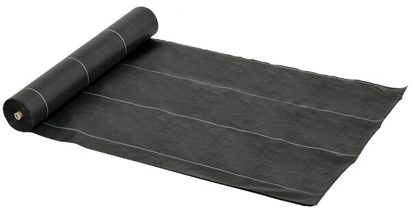 Outsunny Telo Nero Pacciamatura 50x2m per Orto, Serra, Giardino Drenante e Traspirante con Quadrettatura|Aosom