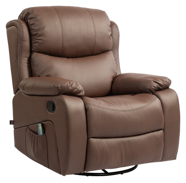 Poltrona Relax Massaggiante 97x92X104 cm Reclinabile e Riscaldante con 8 Punti Massaggianti Marrone