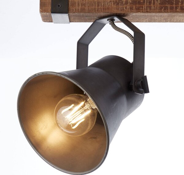 Brilliant Faretto da soffitto Plow, nero e legno scuro dimmerabile, Legno scuro, Soggiorno / Sala da pranzo, Legno, Industriale, Faretto