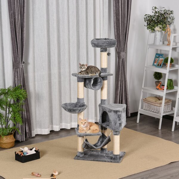 PawHut Albero tiragraffo per Gatti Torre Condominiale Multiripiano Altezza 150cm Stand con Giocattoli |Aosom