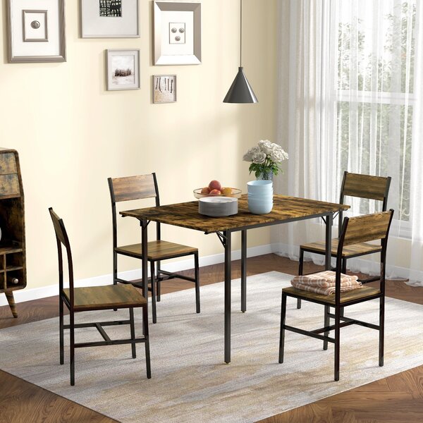 Tavolo da Pranzo a Ribalta 2-4 Persone Stile Industriale 120x79x79 cm Marrone Rustico
