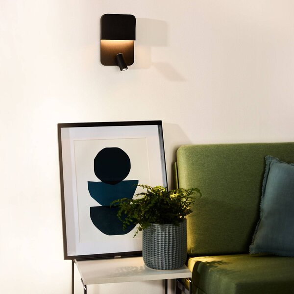 Lucide Applique da parete a LED Boxer, Nero, Soggiorno / Sala da pranzo, Metallo, Moderno, Applique a LED
